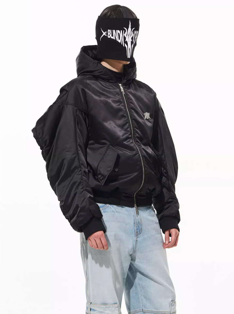 BLIND NO PLAN Military Nylon Hooded Bomber Jacket | Face 3 Face