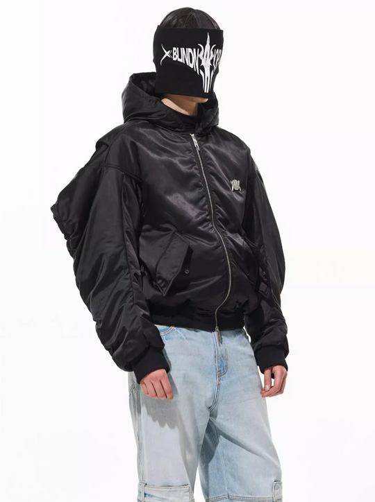 BLIND NO PLAN Military Nylon Hooded Bomber Jacket | Face 3 Face