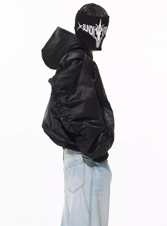 BLIND NO PLAN Military Nylon Hooded Bomber Jacket | Face 3 Face