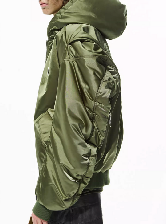 BLIND NO PLAN Military Nylon Hooded Bomber Jacket | Face 3 Face