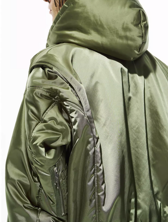 BLIND NO PLAN Military Nylon Hooded Bomber Jacket | Face 3 Face