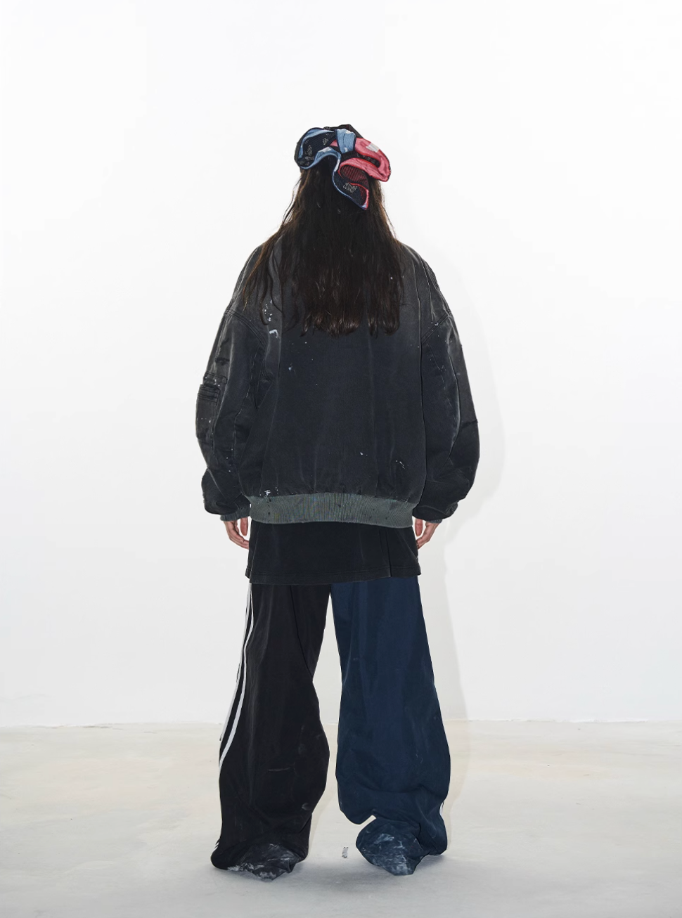 BLIND NO PLAN Washed and Distressed Ink Splattered MA-1 Bomber Jacket | Face 3 Face