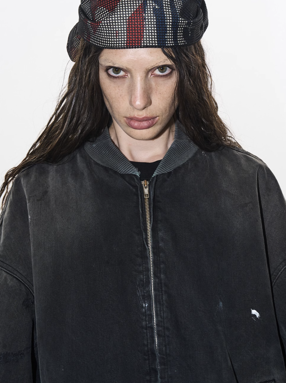 BLIND NO PLAN Washed and Distressed Ink Splattered MA-1 Bomber Jacket | Face 3 Face