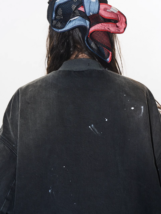 BLIND NO PLAN Washed and Distressed Ink Splattered MA-1 Bomber Jacket | Face 3 Face