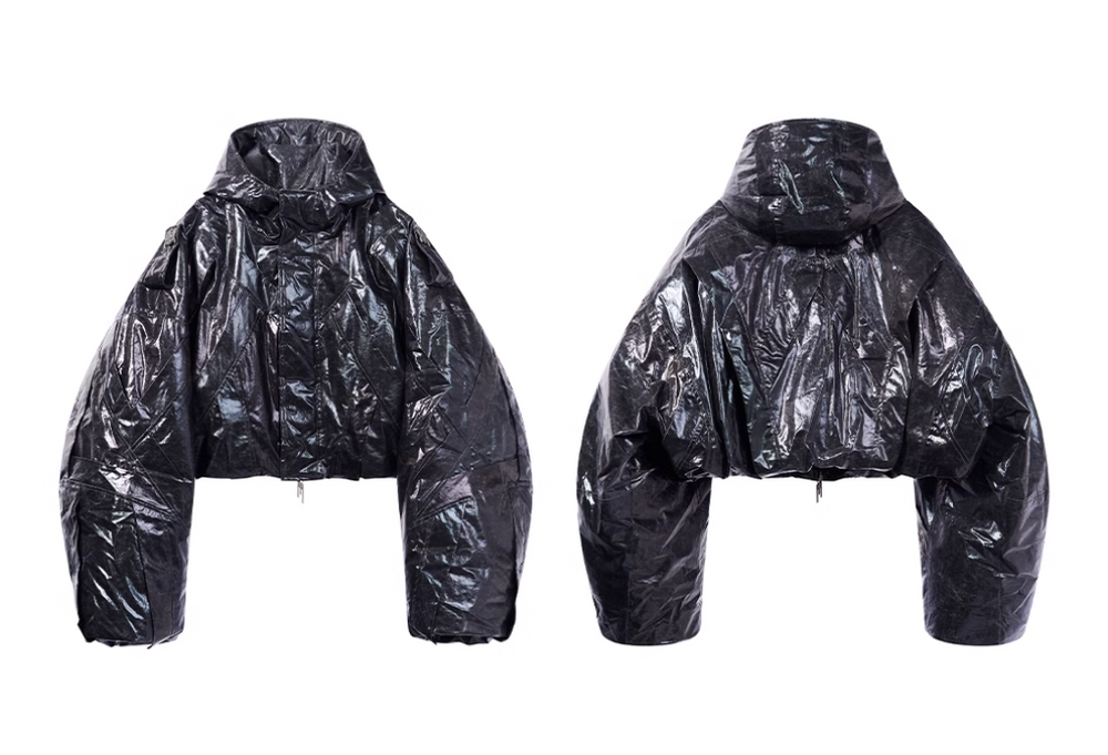 BLIND NO PLAN Wrinkled Hooded Short Bomber Jacket | Face 3 Face