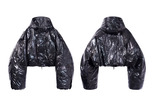 BLIND NO PLAN Wrinkled Hooded Short Bomber Jacket | Face 3 Face