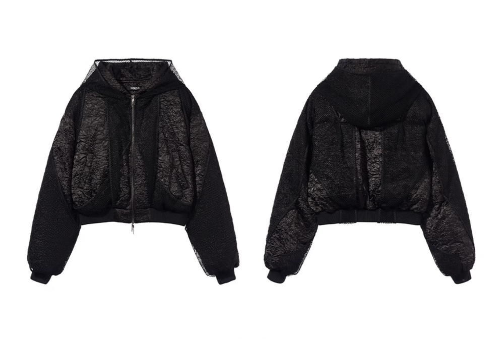 BLIND NO PLAN Double-layer Patchwork Hooded Bomber Jacket | Face 3 Face