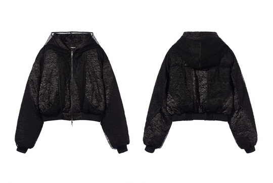 BLIND NO PLAN Double-layer Patchwork Hooded Bomber Jacket | Face 3 Face