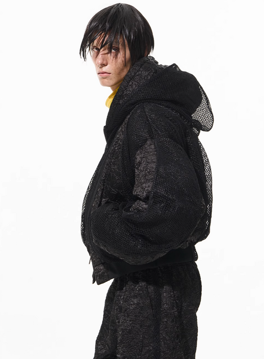 BLIND NO PLAN Double-layer Patchwork Hooded Bomber Jacket | Face 3 Face