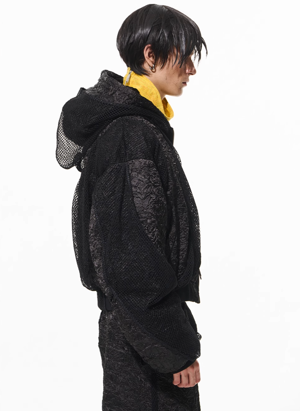 BLIND NO PLAN Double-layer Patchwork Hooded Bomber Jacket | Face 3 Face