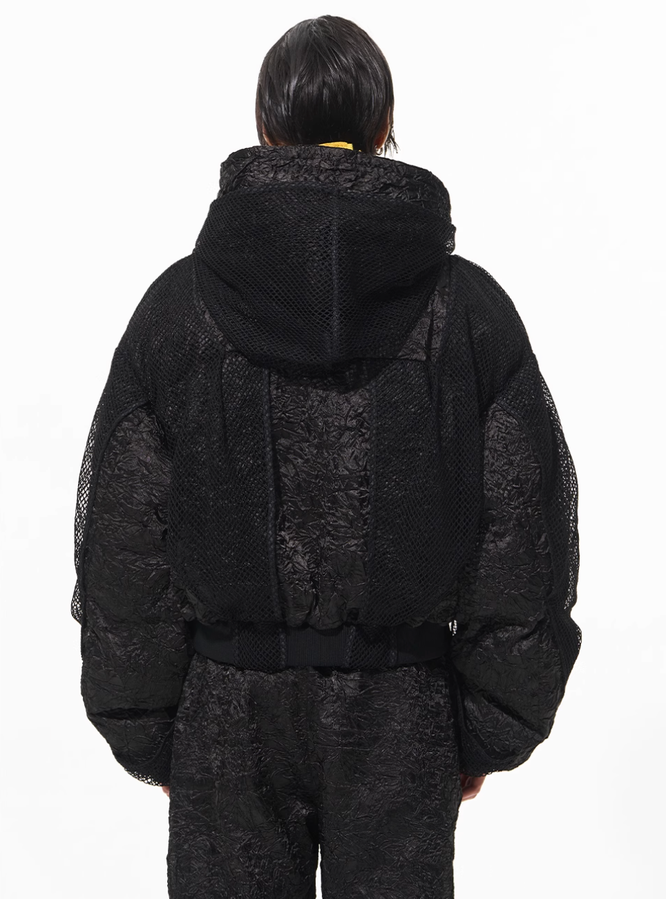 BLIND NO PLAN Double-layer Patchwork Hooded Bomber Jacket | Face 3 Face