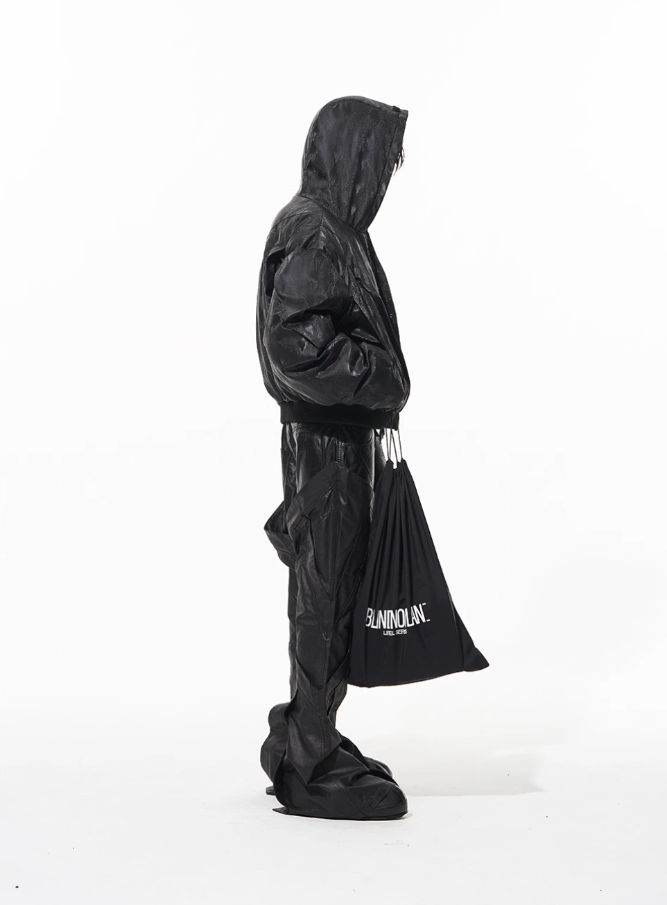 BLIND NO PLAN Snake-Texture Pleated Short Hooded Jacket | Face 3 Face
