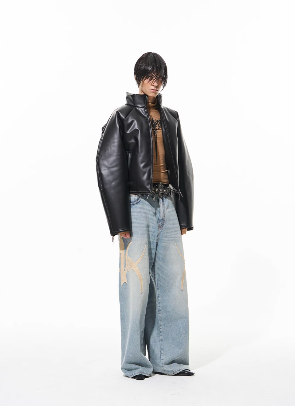 BLIND NO PLAN Rubberized Raglan Sleeve Puffer Jacket | Face 3 Face