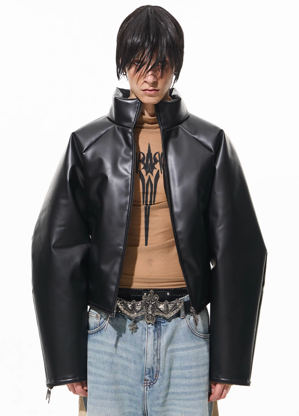 BLIND NO PLAN Rubberized Raglan Sleeve Puffer Jacket | Face 3 Face