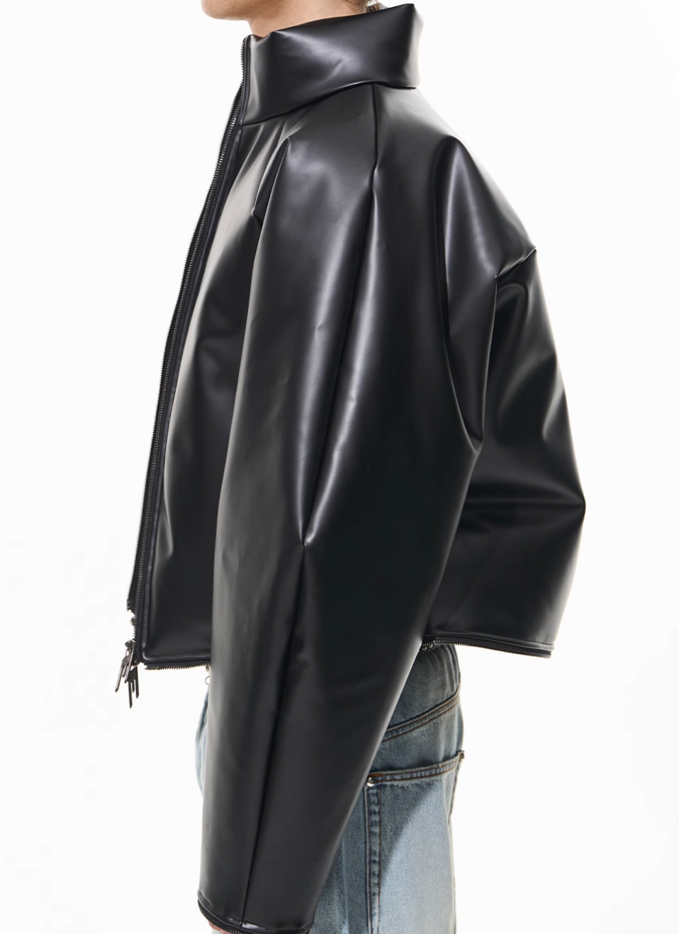 BLIND NO PLAN Rubberized Raglan Sleeve Puffer Jacket | Face 3 Face