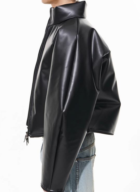 BLIND NO PLAN Rubberized Raglan Sleeve Puffer Jacket | Face 3 Face