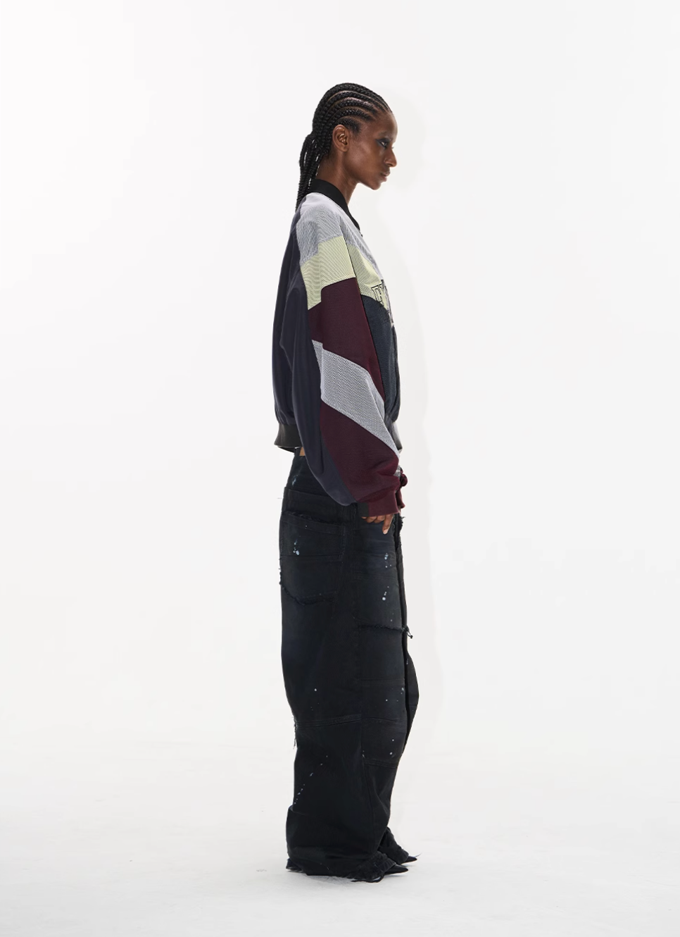 BLIND NO PLAN Mesh Double-Layer Contrast Badge MA-1 Jacket | Face 3 Face