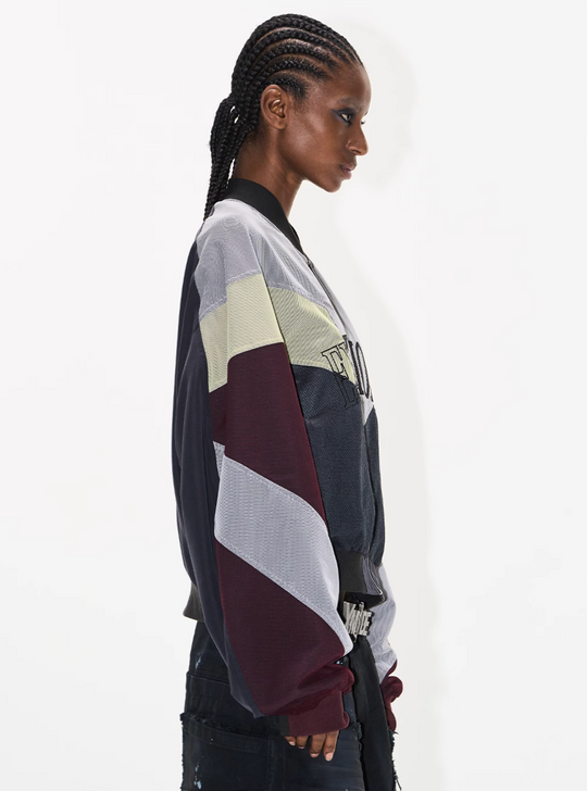 BLIND NO PLAN Mesh Double-Layer Contrast Badge MA-1 Jacket | Face 3 Face