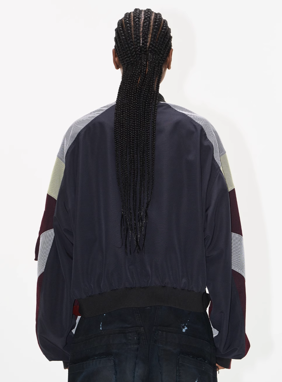 BLIND NO PLAN Mesh Double-Layer Contrast Badge MA-1 Jacket | Face 3 Face