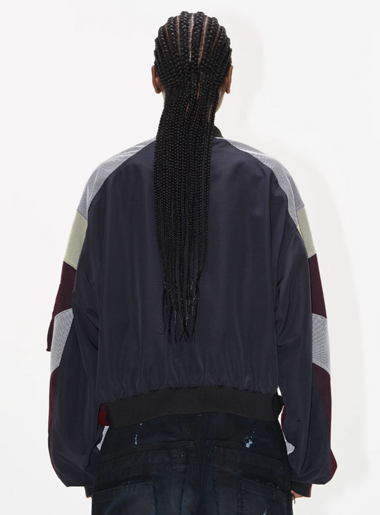 BLIND NO PLAN Mesh Double-Layer Contrast Badge MA-1 Jacket | Face 3 Face