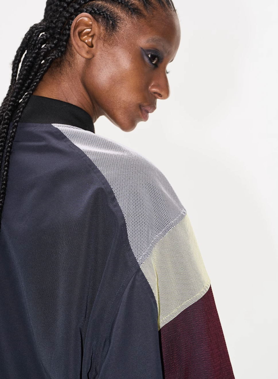 BLIND NO PLAN Mesh Double-Layer Contrast Badge MA-1 Jacket | Face 3 Face