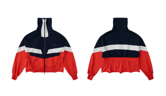 BLIND NO PLAN Colorblocked High Neck Jersey Track Jacket | Face 3 Face