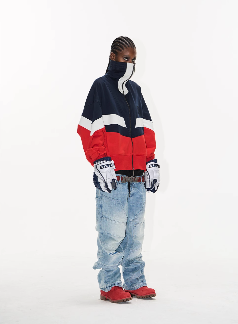 BLIND NO PLAN Colorblocked High Neck Jersey Track Jacket | Face 3 Face