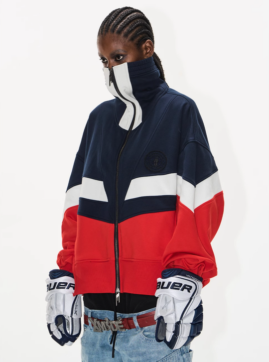 BLIND NO PLAN Colorblocked High Neck Jersey Track Jacket | Face 3 Face