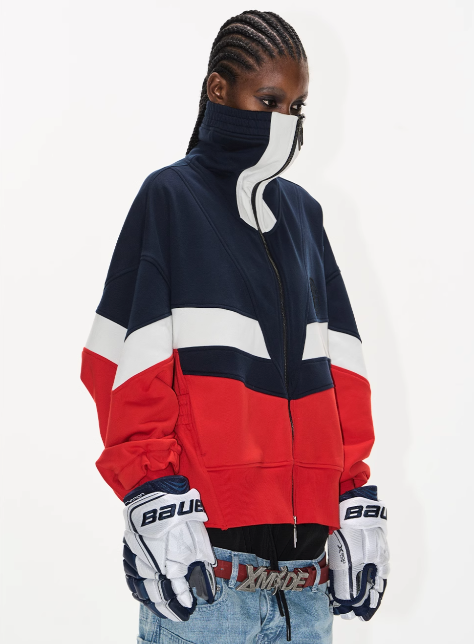 BLIND NO PLAN Colorblocked High Neck Jersey Track Jacket | Face 3 Face