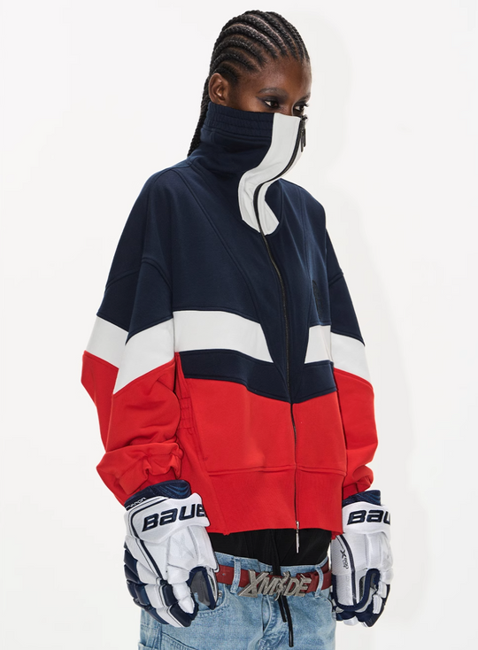 BLIND NO PLAN Colorblocked High Neck Jersey Track Jacket | Face 3 Face