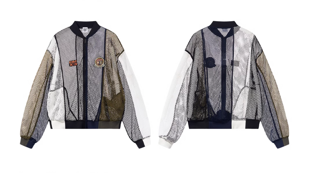 BLIND NO PLAN Colorblocked Mesh Embroidered Jersey Track Jacket | Face 3 Face