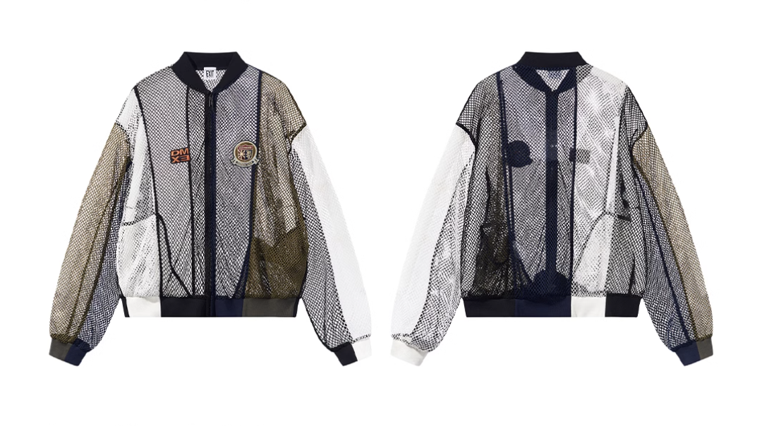 BLIND NO PLAN Colorblocked Mesh Embroidered Jersey Track Jacket | Face 3 Face