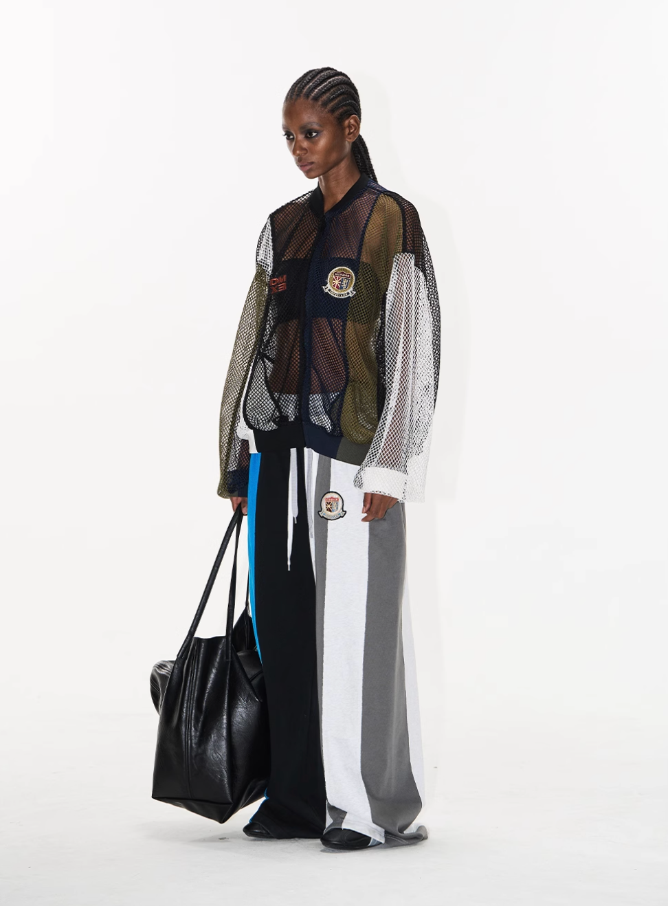 BLIND NO PLAN Colorblocked Mesh Embroidered Jersey Track Jacket | Face 3 Face