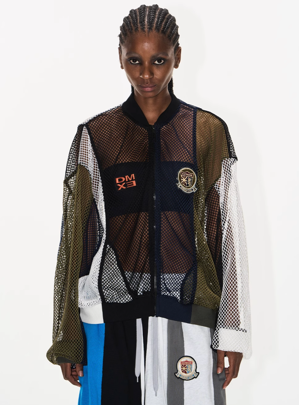 BLIND NO PLAN Colorblocked Mesh Embroidered Jersey Track Jacket | Face 3 Face