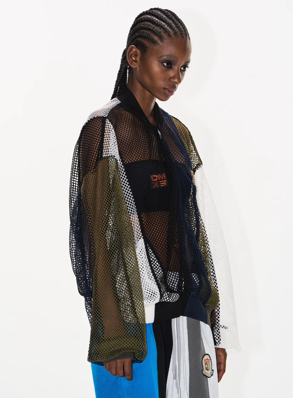 BLIND NO PLAN Colorblocked Mesh Embroidered Jersey Track Jacket | Face 3 Face