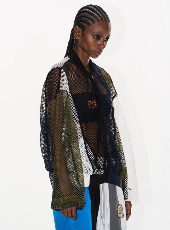 BLIND NO PLAN Colorblocked Mesh Embroidered Jersey Track Jacket | Face 3 Face
