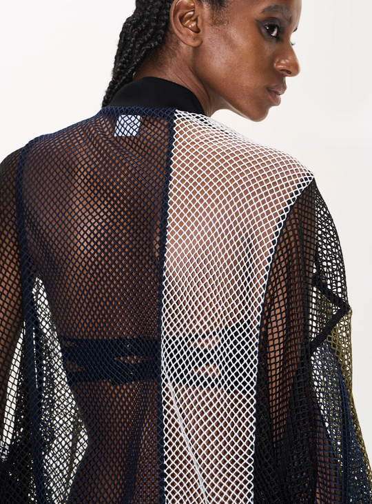 BLIND NO PLAN Colorblocked Mesh Embroidered Jersey Track Jacket | Face 3 Face