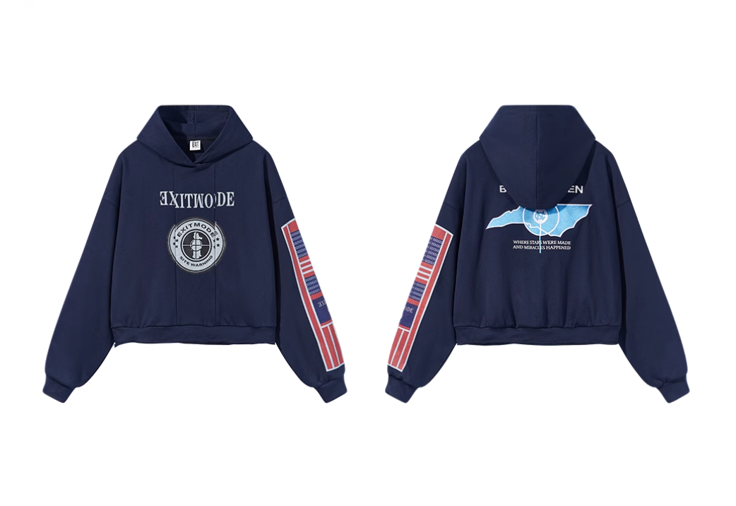 BLIND NO PLAN Reconstructed Printed Embroidered Hoodie | Face 3 Face