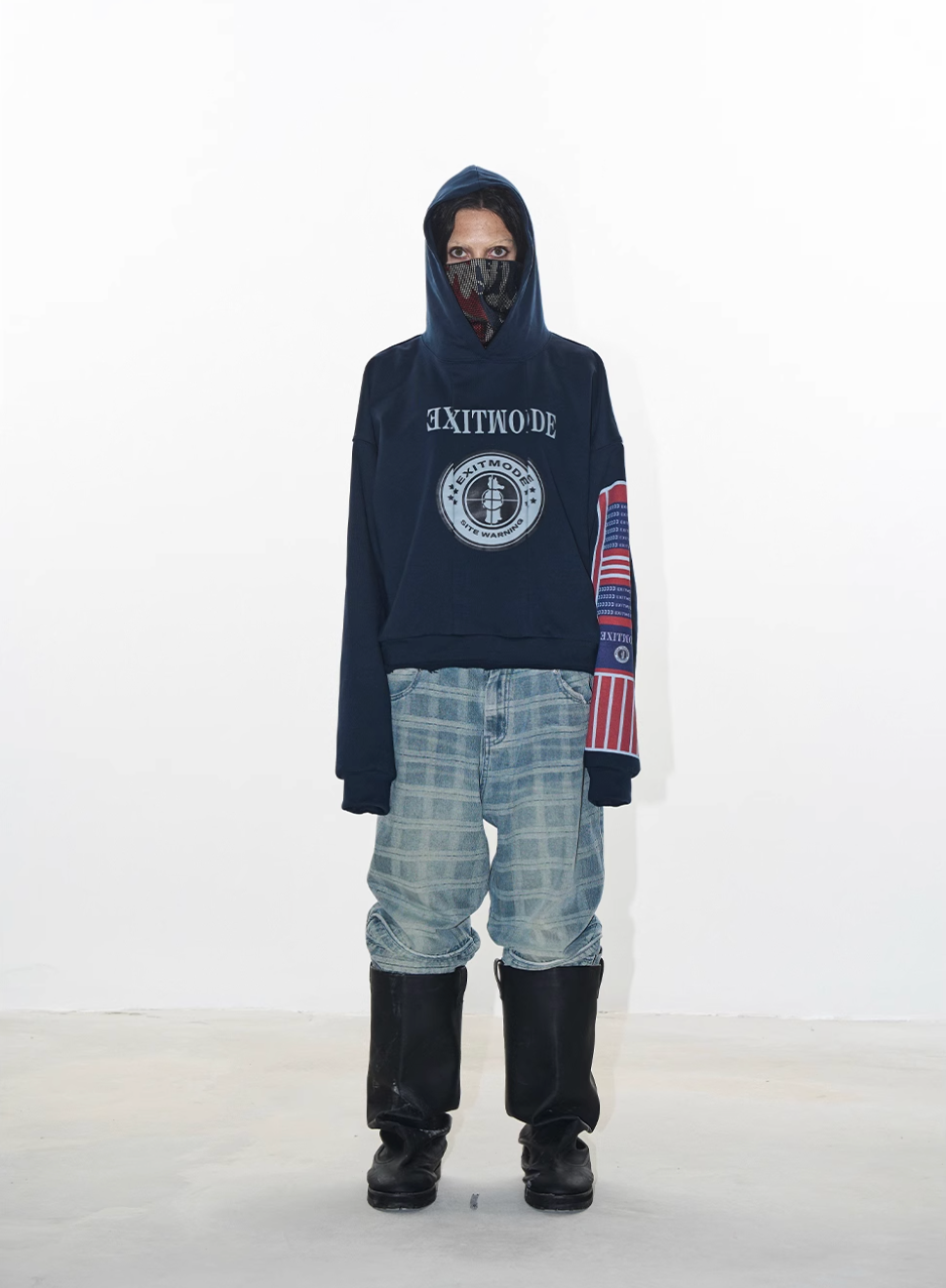 BLIND NO PLAN Reconstructed Printed Embroidered Hoodie | Face 3 Face