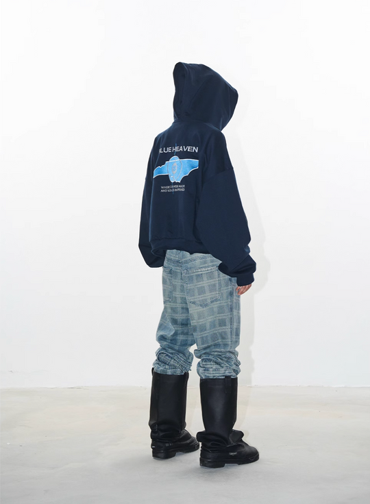 BLIND NO PLAN Reconstructed Printed Embroidered Hoodie | Face 3 Face