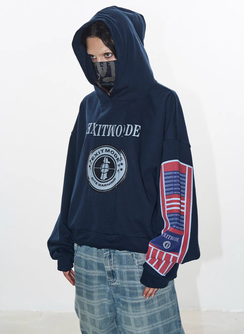 BLIND NO PLAN Reconstructed Printed Embroidered Hoodie | Face 3 Face