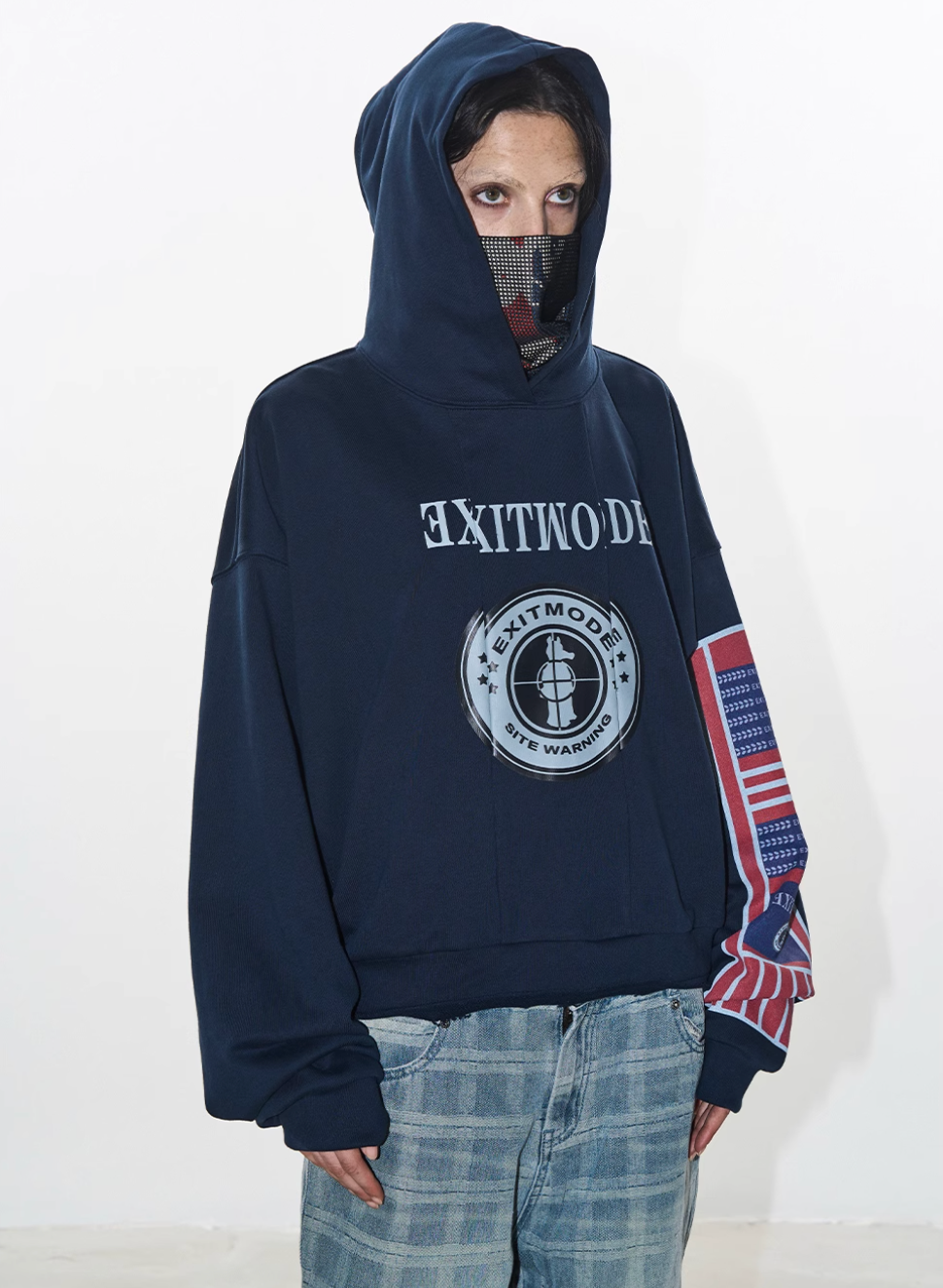 BLIND NO PLAN Reconstructed Printed Embroidered Hoodie | Face 3 Face