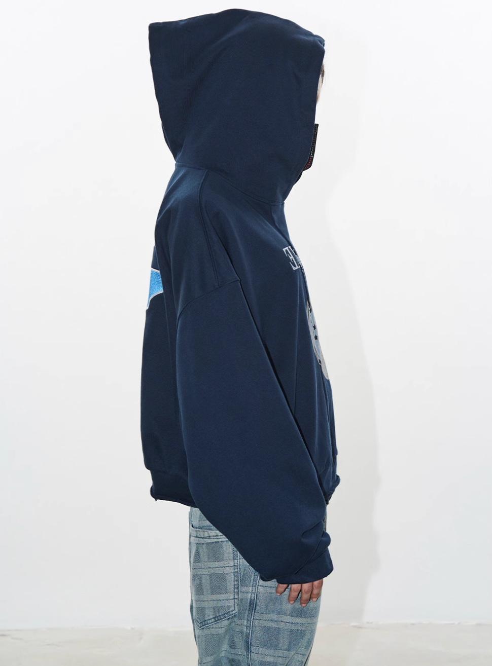 BLIND NO PLAN Reconstructed Printed Embroidered Hoodie | Face 3 Face