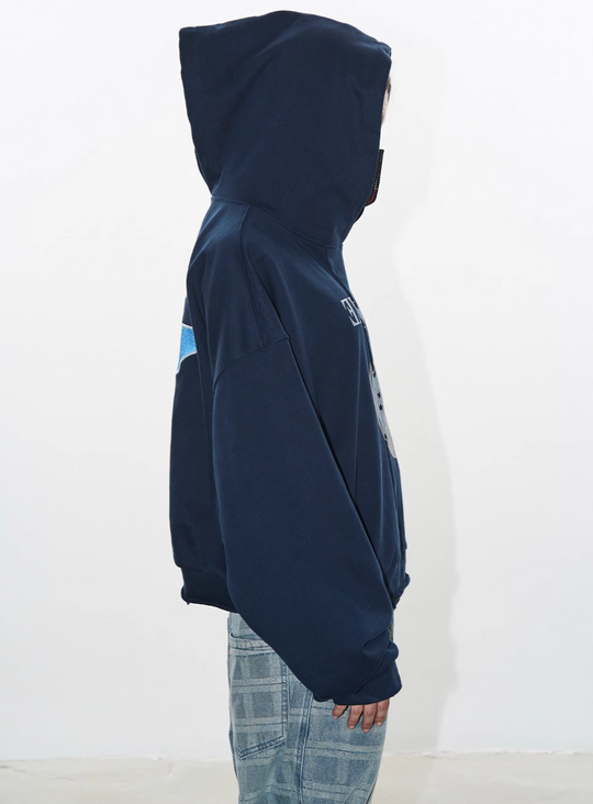 BLIND NO PLAN Reconstructed Printed Embroidered Hoodie | Face 3 Face