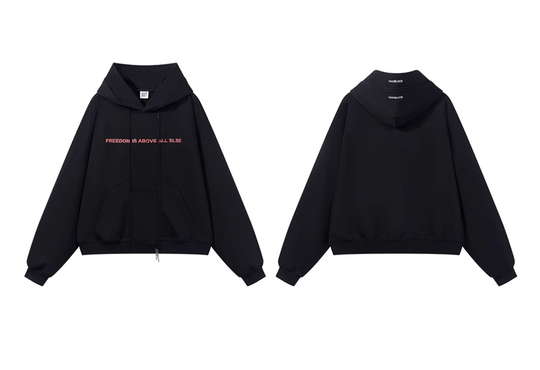 BLIND NO PLAN Double-Layer Patchwork Zipper Printed Hoodie | Face 3 Face