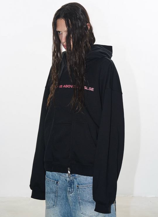 BLIND NO PLAN Double-Layer Patchwork Zipper Printed Hoodie | Face 3 Face