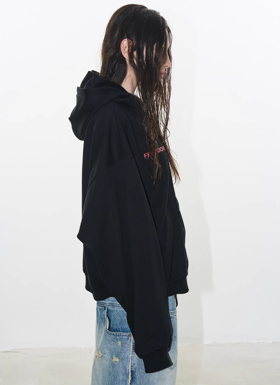 BLIND NO PLAN Double-Layer Patchwork Zipper Printed Hoodie | Face 3 Face
