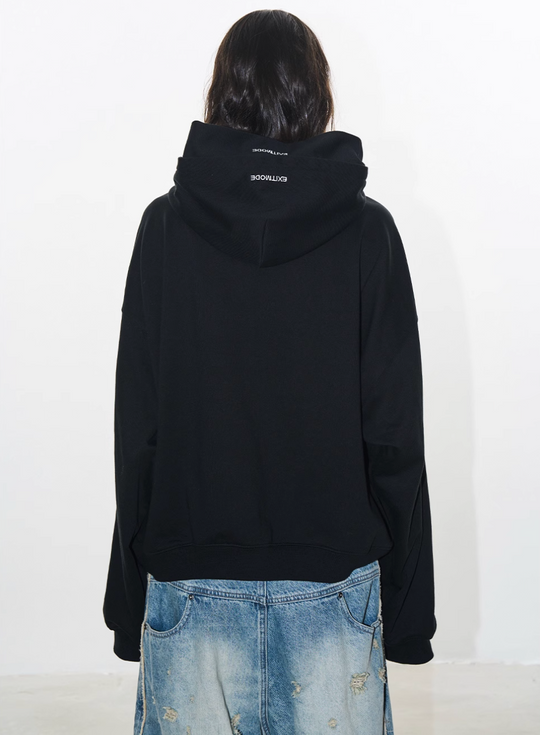 BLIND NO PLAN Double-Layer Patchwork Zipper Printed Hoodie | Face 3 Face