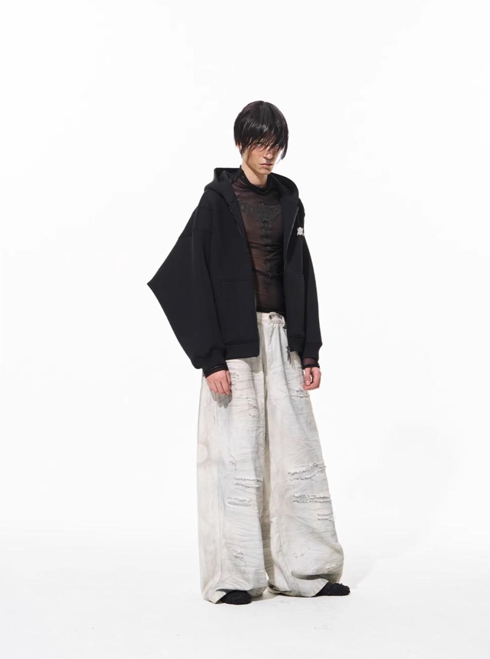 BLIND NO PLAN 3D Reconstructed Inverted Sleeves Zip-Up Hoodie | Face 3 Face