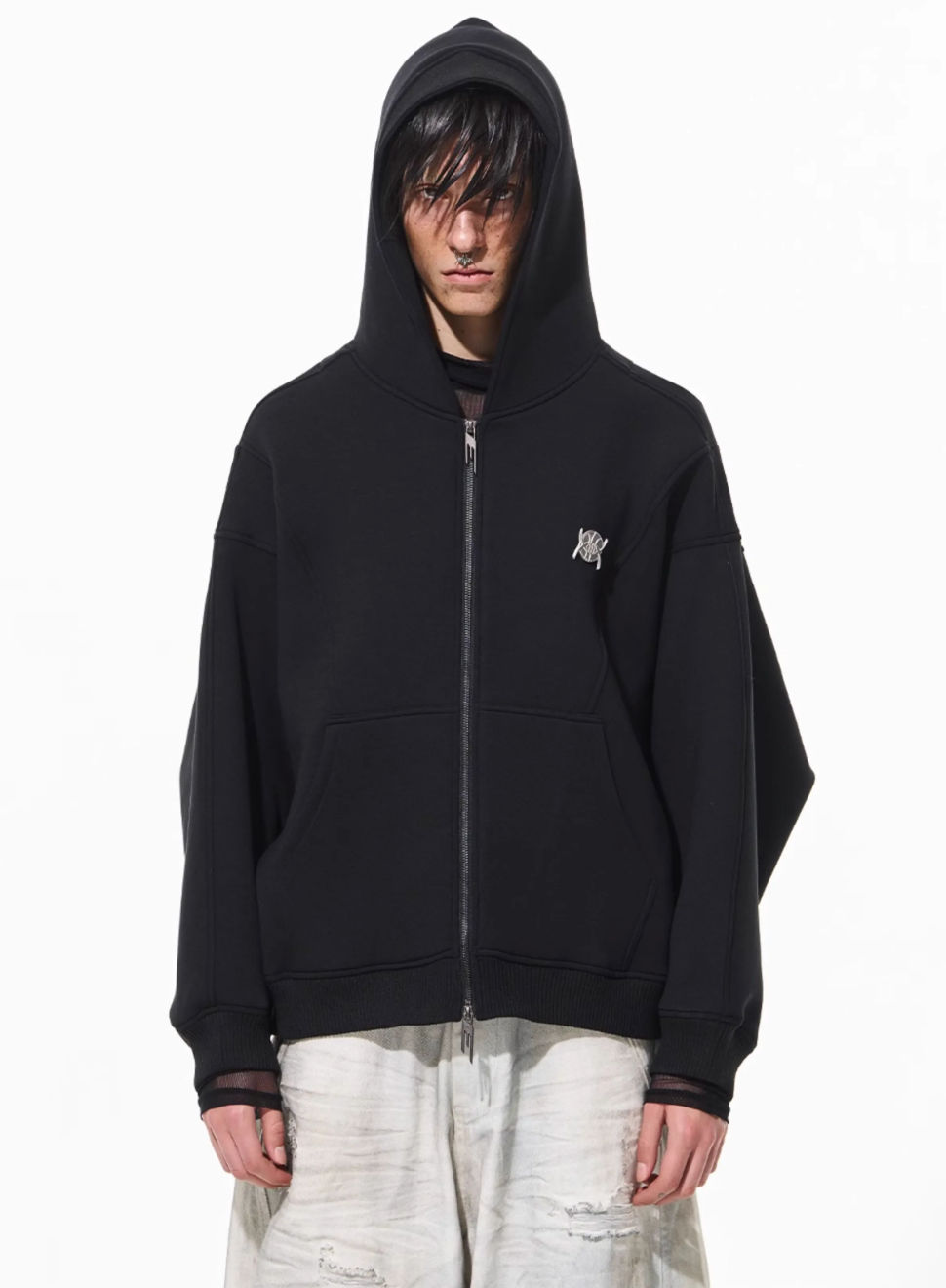 BLIND NO PLAN 3D Reconstructed Inverted Sleeves Zip-Up Hoodie | Face 3 Face